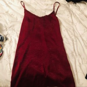 Deep red lace cami slip dress